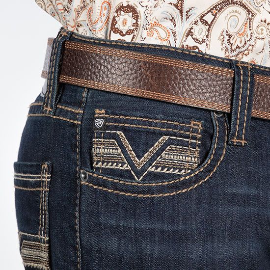 Rock & Roll Men's Revolver Slim Straight Dark Vintage Jeans BM1RD04828