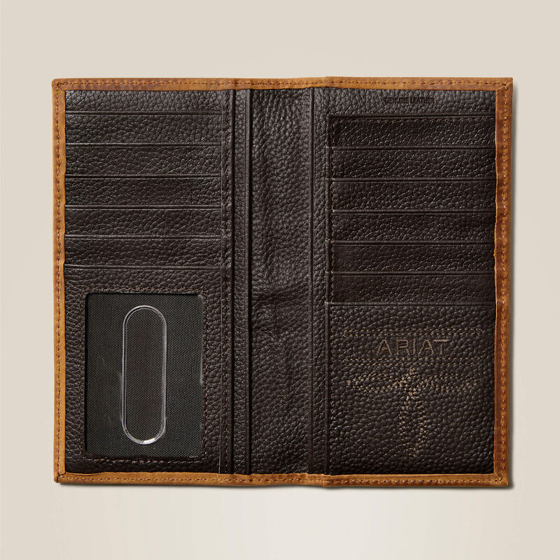 Ariat Men's Brown Embossed Shield Logo Wallet / Checkbook Cover A3545244
