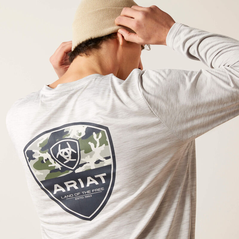 Ariat Mens Charger Camo Corps LS Tshrt LT Grey Heather 10046425