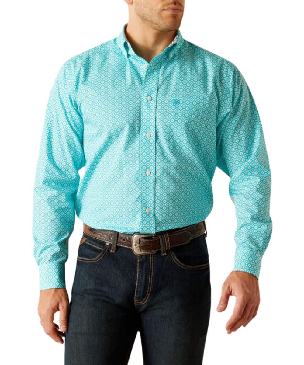 Ariat Mens Wrinkle-Stanley LS Peacock Blue 10048413