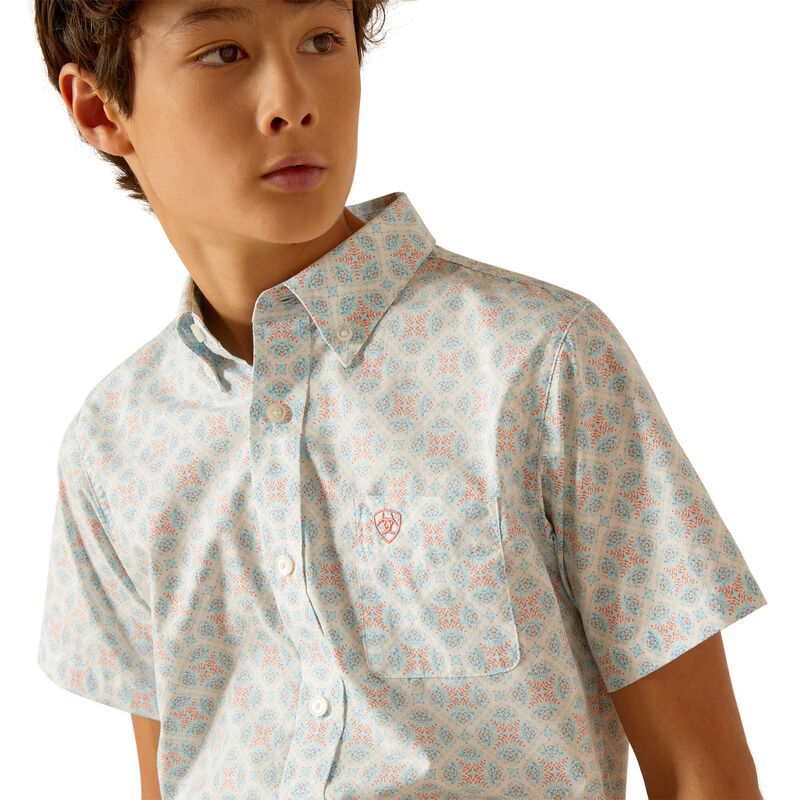 Ariat Boy’s Shirt ‘Kai’ Short Sleeve Aqua 10048662