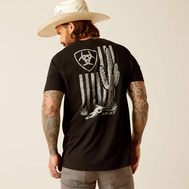 Ariat Mens Cactus Flag SS T Shirt Black 10051387