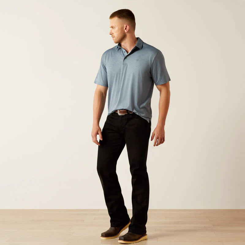 Ariat Mens Tek Charger 2.0 SS Polo Newsboy Blue 10055408