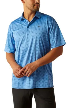 Ariat Men's AriatTEK Blue & Black Geo Polo Shirt 10058848