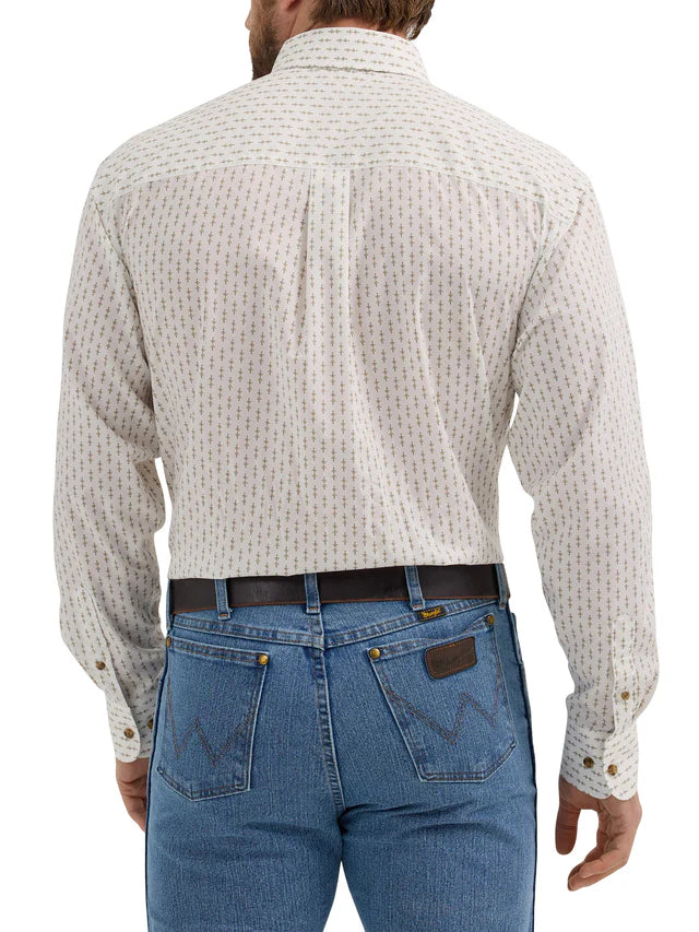 Wrangler Men's Classic White Western Print Button-Up 112352417