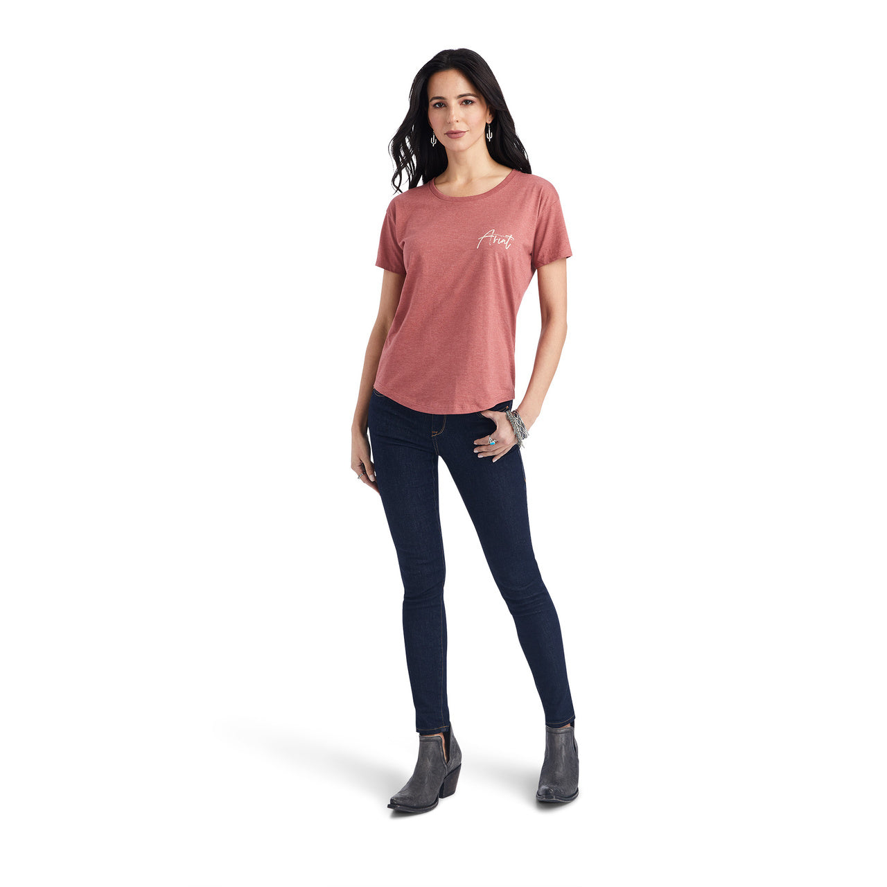 Ariat Women Sunset Lockup Tee Red Clay Heather 10042724