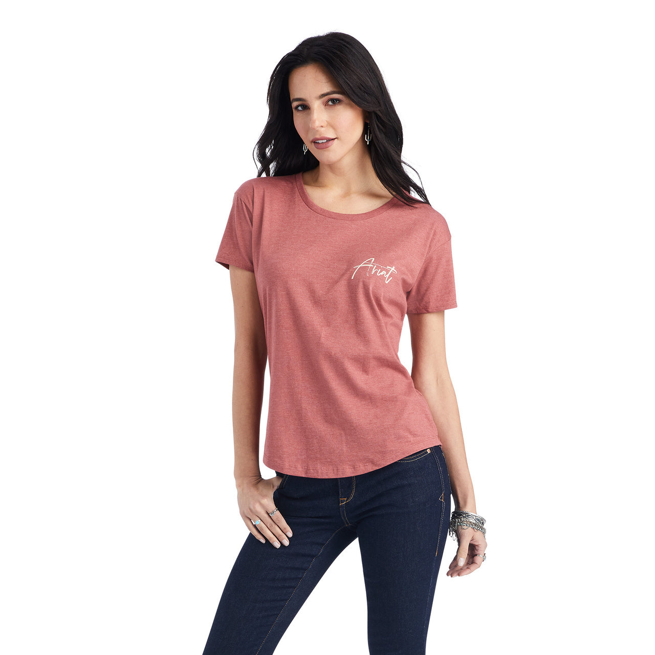 Ariat Women Sunset Lockup Tee Red Clay Heather 10042724