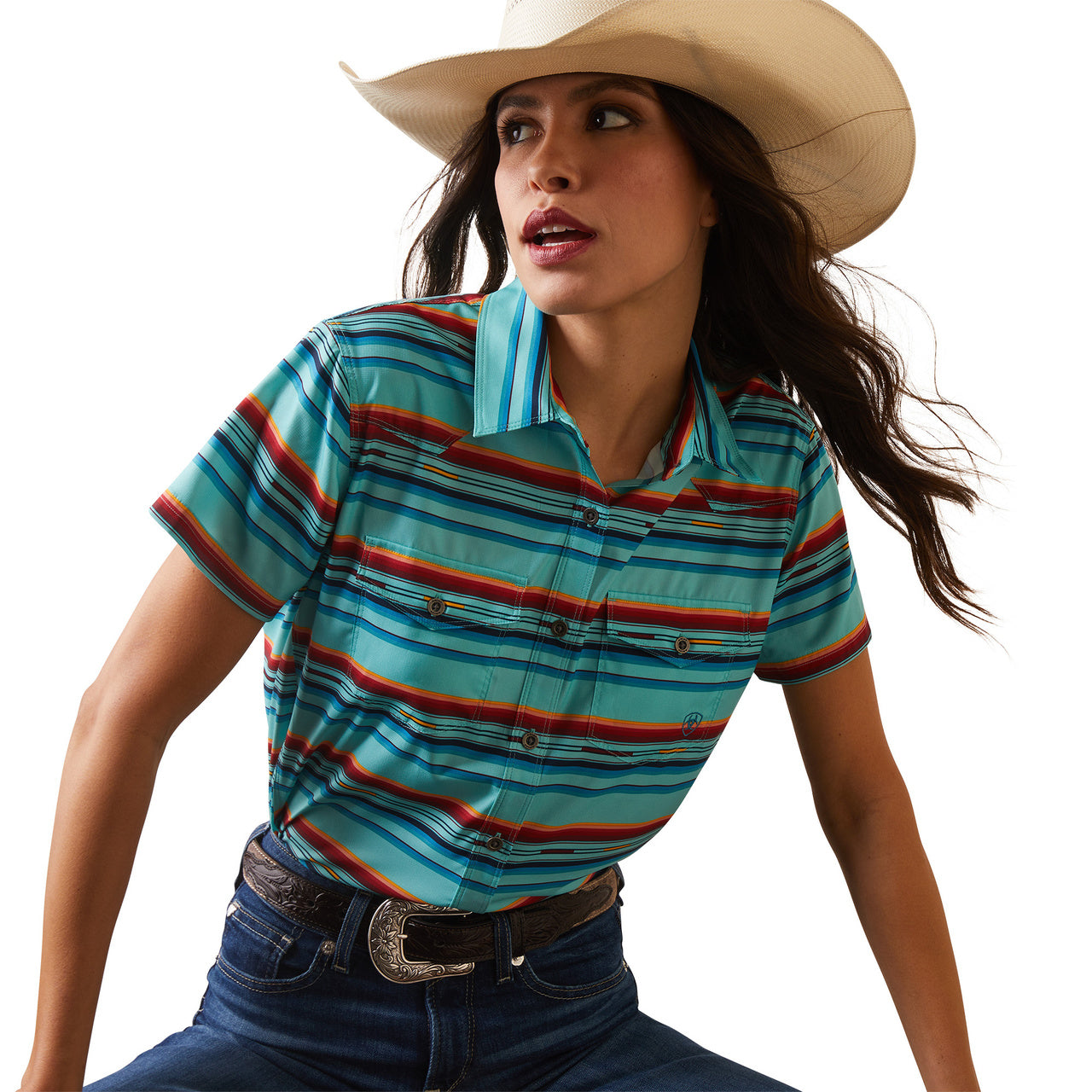 Ariat Women Pool Blue Rosa Serape Shirt 10043618