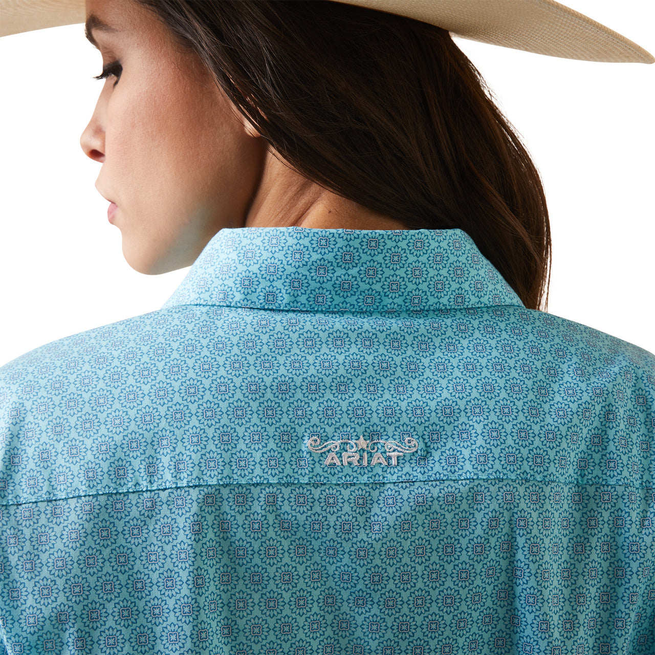 Ariat Women Team Kirby Stretch Caidan Print Light Blue Western Shirt 10043553