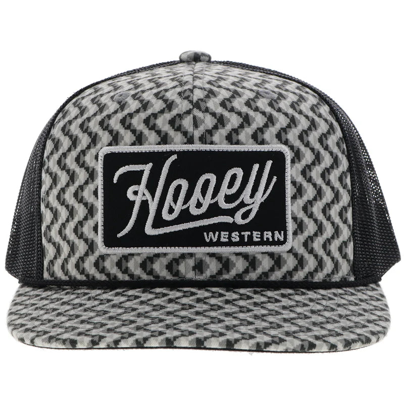 2548T-GYBK Lakota Grey/ Black 5-Panel Trucker with Grey/Black Rectangle Patch
