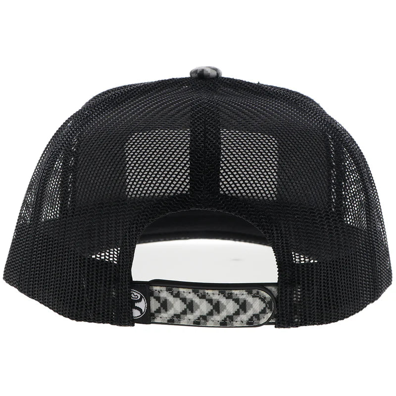 2548T-GYBK Lakota Grey/ Black 5-Panel Trucker with Grey/Black Rectangle Patch