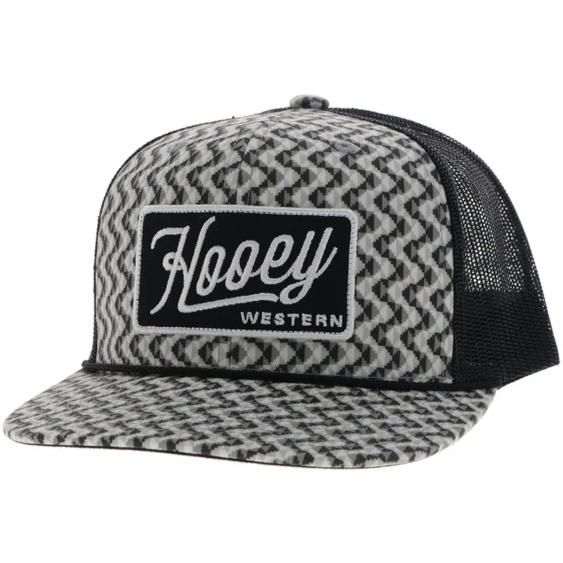 2548T-GYBK Lakota Grey/ Black 5-Panel Trucker with Grey/Black Rectangle Patch