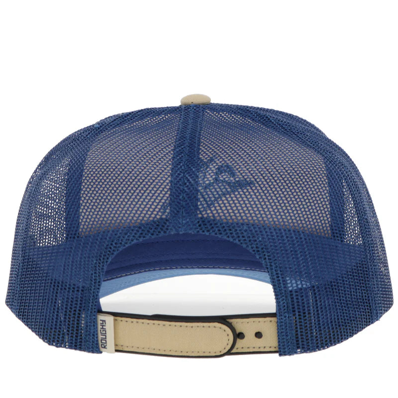 4044T-TNNV Whit Tan/Navy 5-Panel Trucker with Navy Logo OSFA