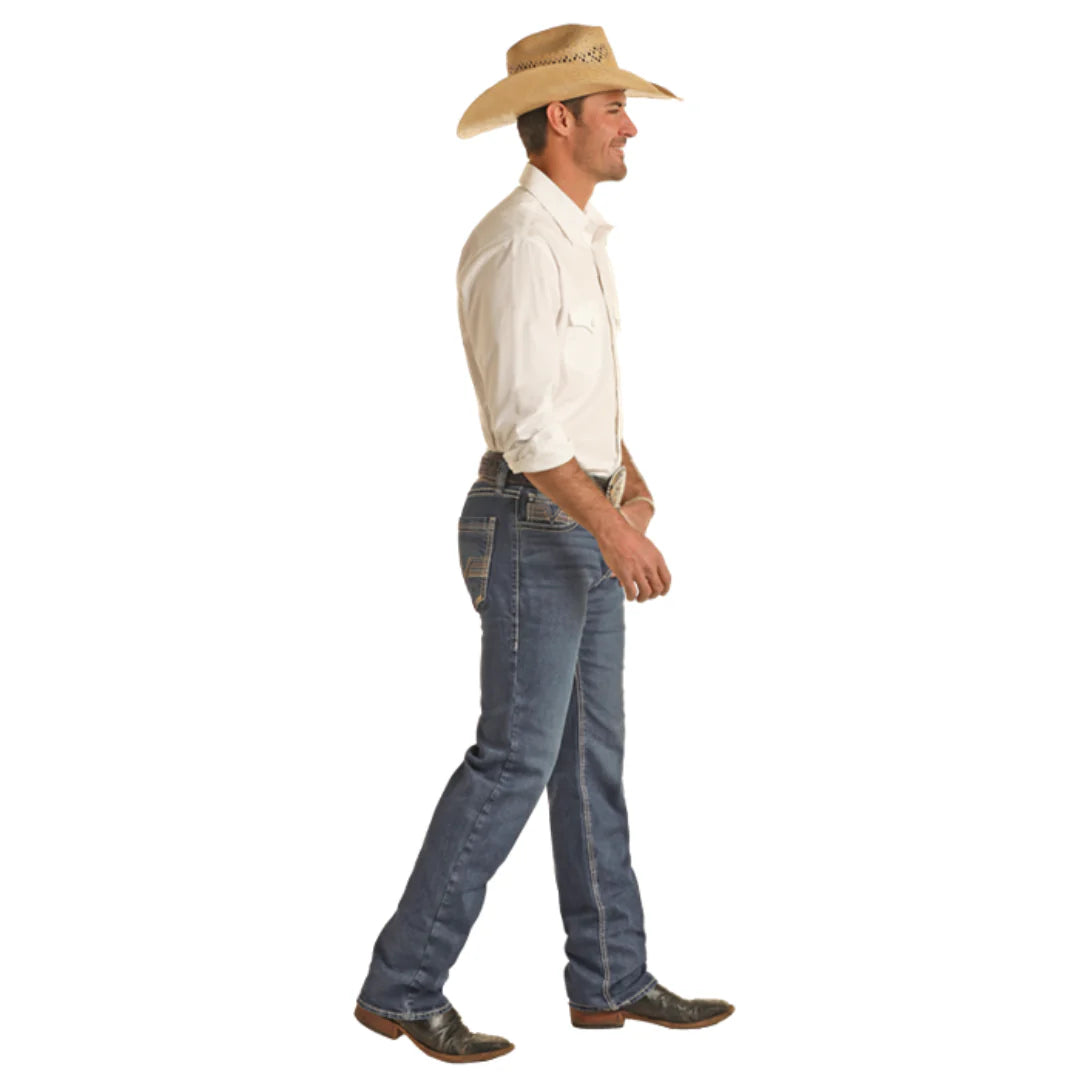 Rock & Roll Men's Revolver Slim Straight Medium Vintage Jeans BM1RD03663