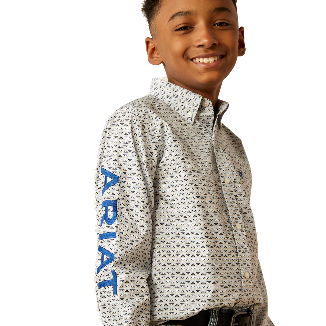 Ariat Youth Boy's Team Drew Classic Fit Blue Shirt 10054796