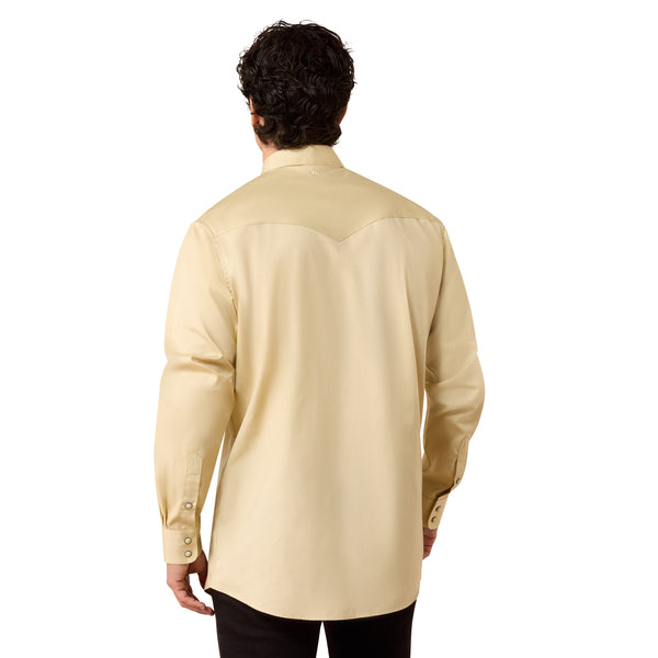 ARIAT MEN'S SOLID TWILL FITTED OFF WHITE LONG SLEEVE SHIRT 10079262