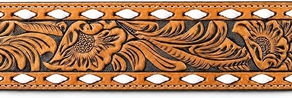 Ariat Men's Etched Oval Buckle Leather Floral Tooled Belt A1043448