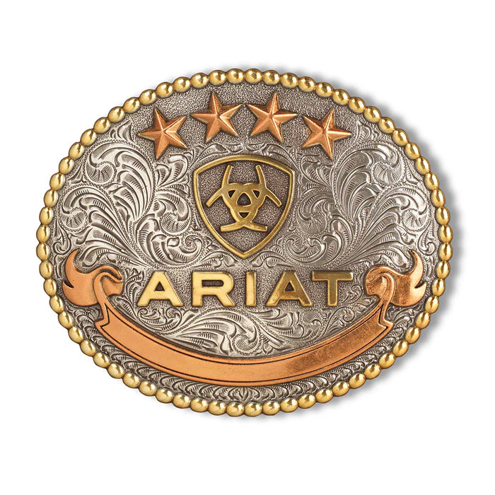 Ariat Oval Bead Edge Logo Belt Buckle A37055