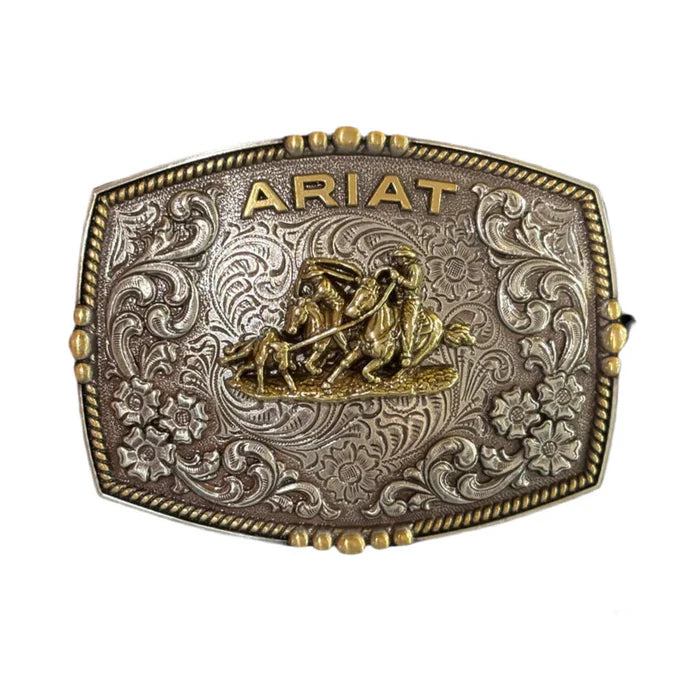 Ariat Team Roper Floral Rectangle Belt Buckle A37064