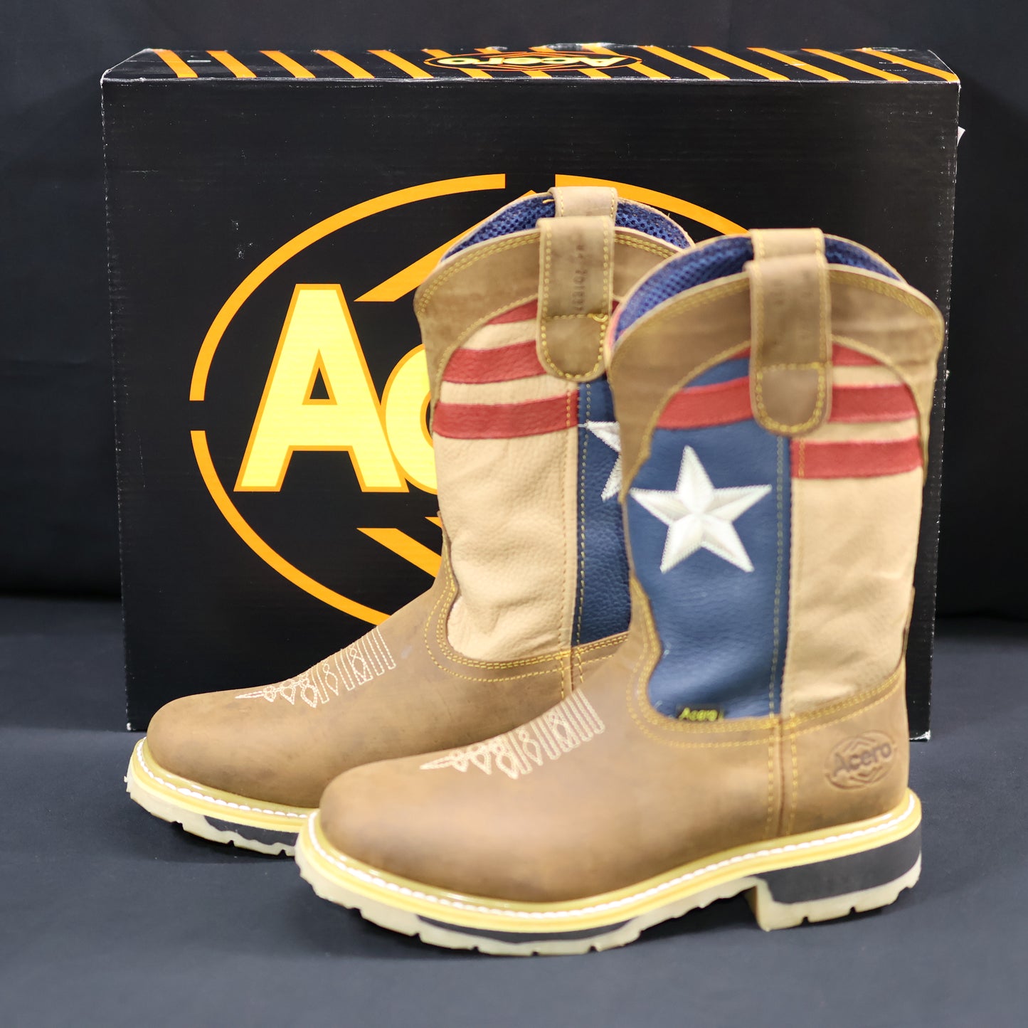 ACERO WORK BOOTS Crazy Cappuccino Whit Flag Top Bicolor Sole AWB201887