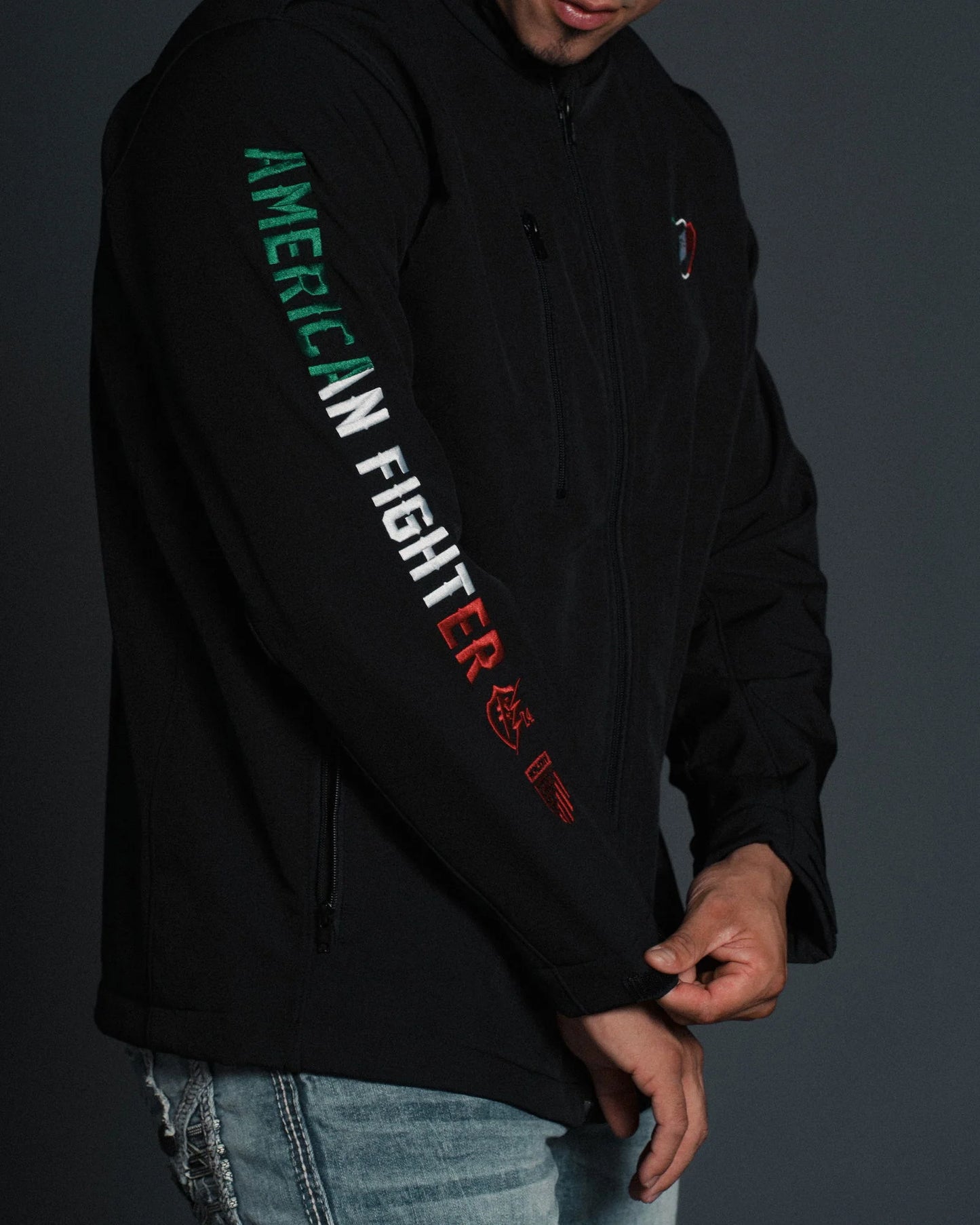 American Fighter Men's Mayland Mexico USA Flag Embroidered Softshell Jacket FM14908