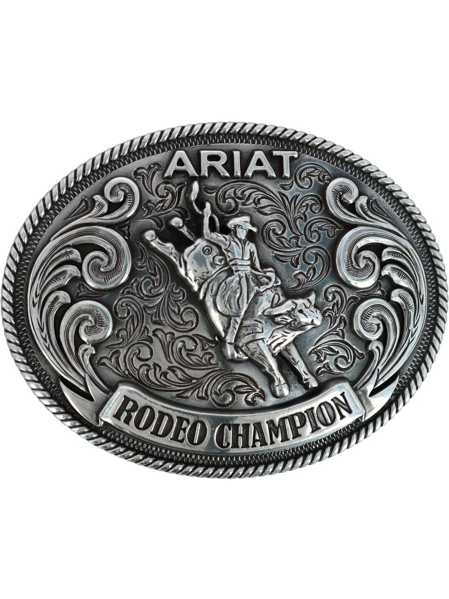 Ariat Youth Rodeo Champion Bull Rider Belt Buckle A36000 Antique Silver 3x2