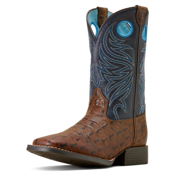 Ariat Knox Cowboy Boot Kids - Brown Croc Print/Navy 10074192