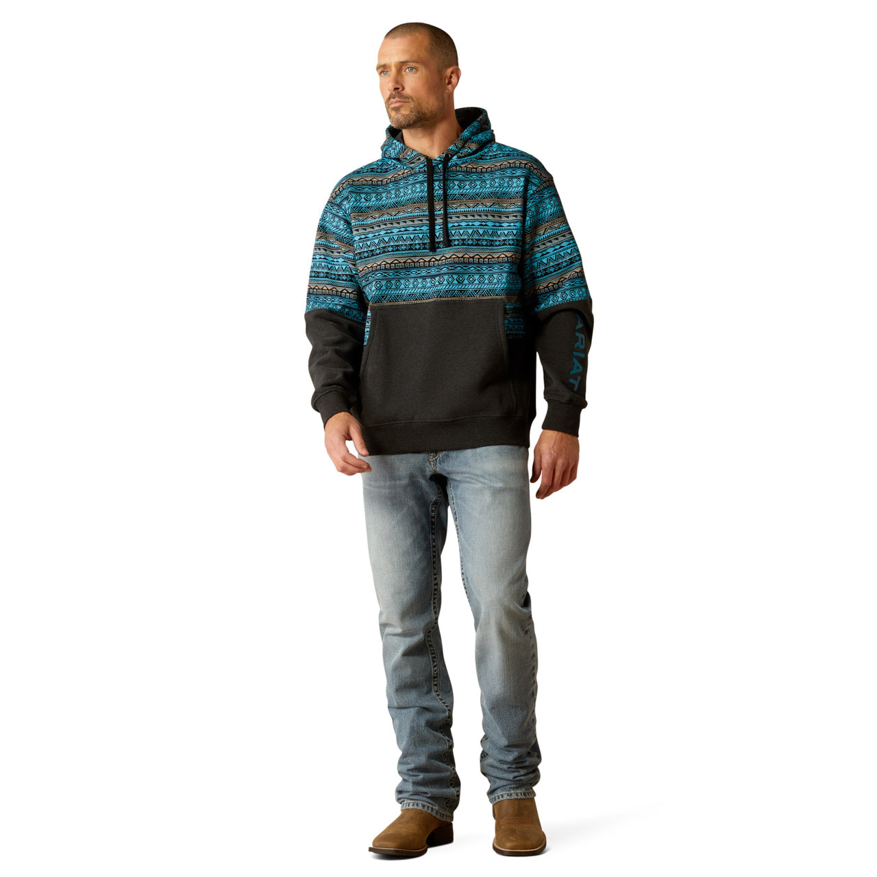 Ariat Men's Aztec Inspired Turquoise Hoodie 10052450
