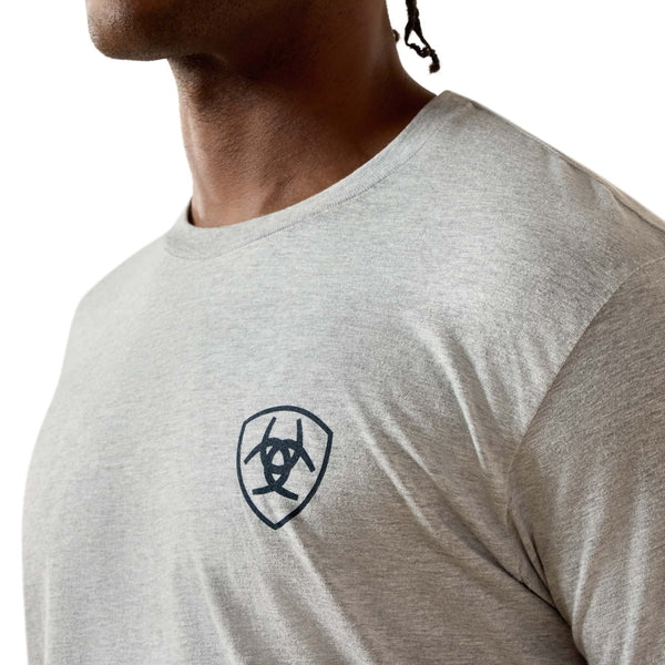 Ariat Men's Banner Badge SS Grey Heather Tee 10073956