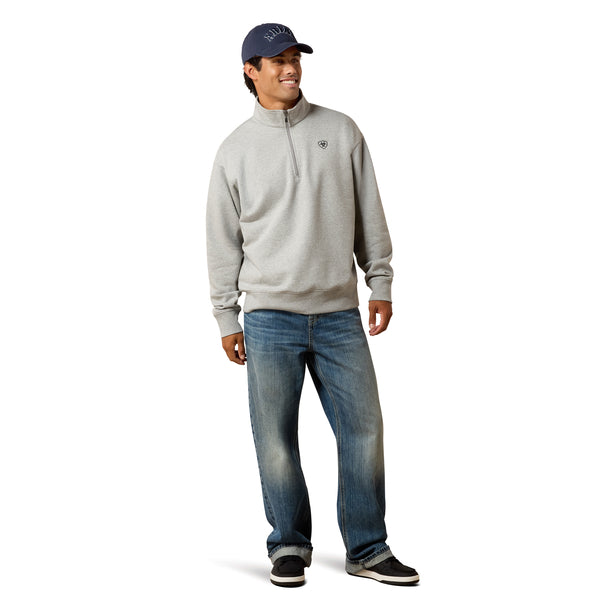 Ariat Men's Holiday 1/4 Zip Sweater Heather Grey 10085377