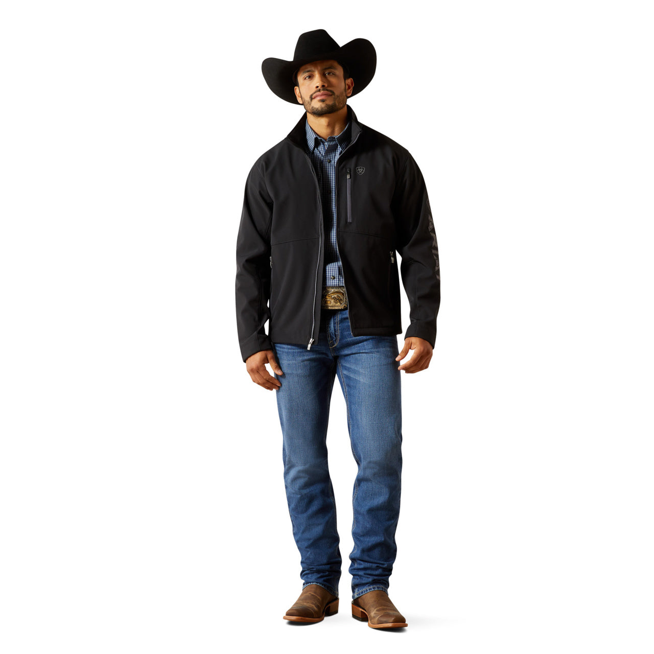 Ariat Men's Phantom Grey Southwest Logo Softshell Jacket 10062586
