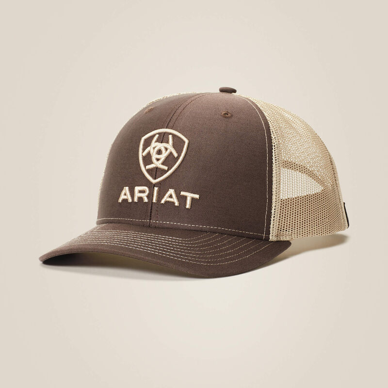 Ariat Men's R112 Cap with Center Signature Logo Shield Brown - A300003102