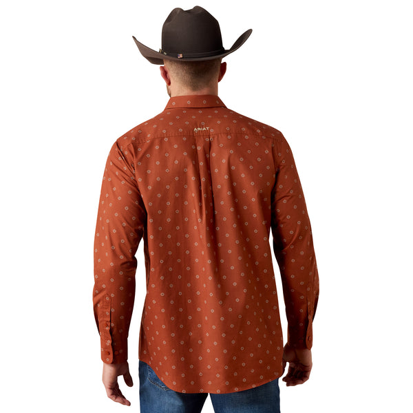 Ariat Men's Team Dakota Classic Fit Long Sleeve Shirt Maple Syrup Medallion/Pebble 10080596