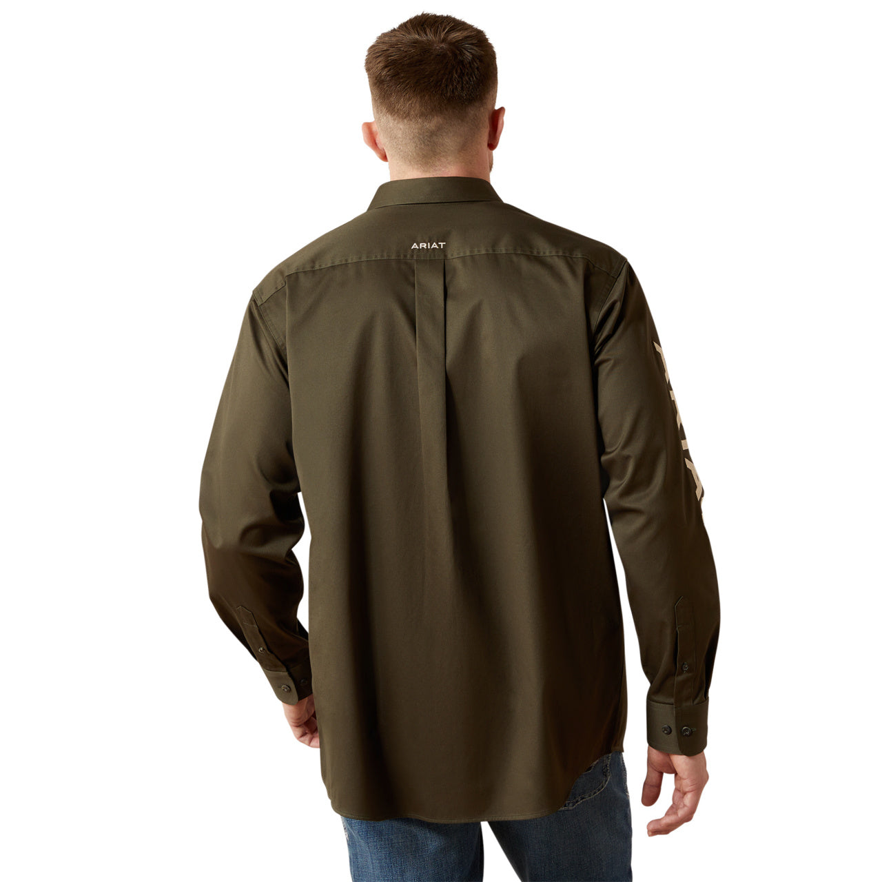 Ariat Men's Team Logo Twill Long Sleeve Button-Down Western Shirt Olive/Khaki 10065845