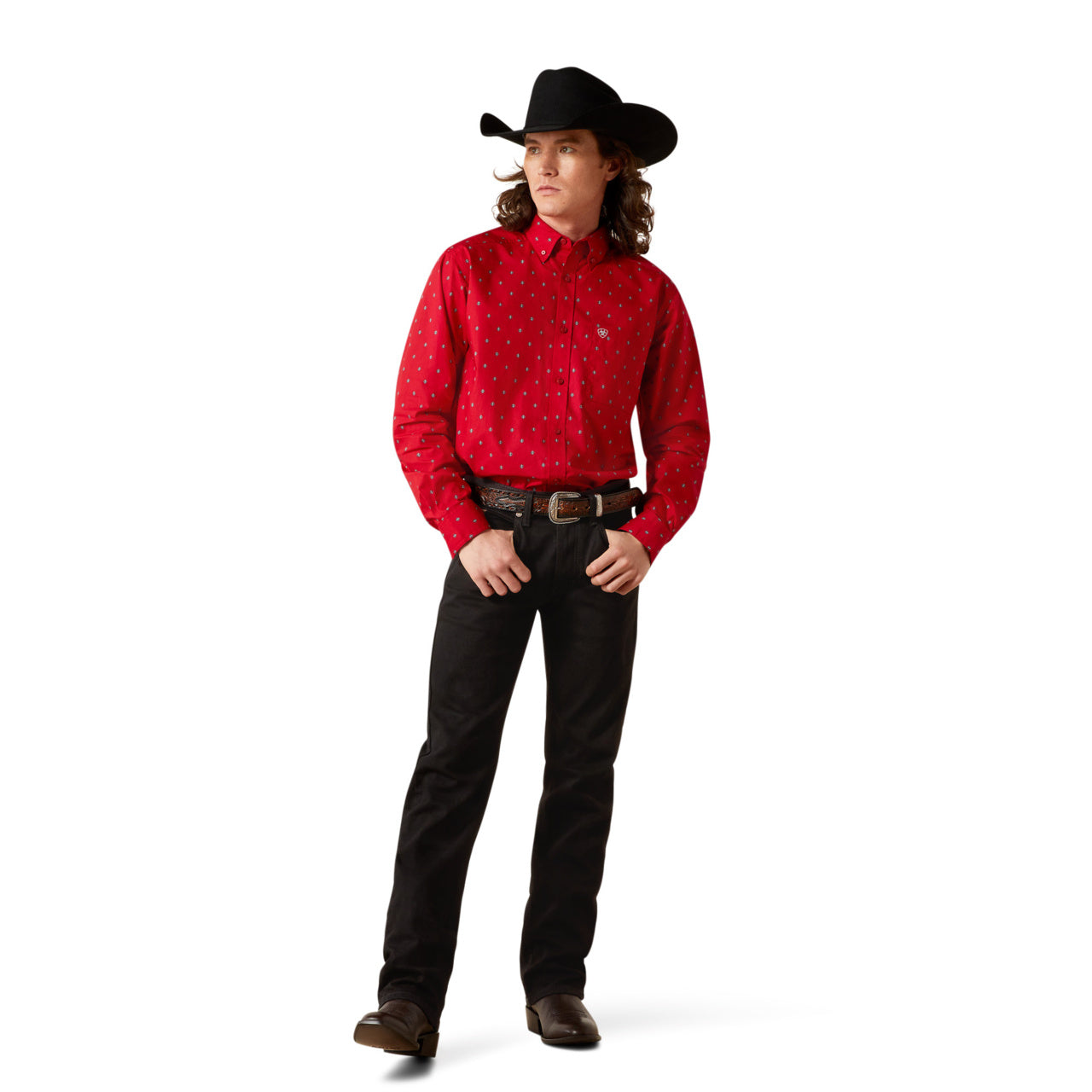 Ariat Men's Truett Fitted Red Long Sleeve 10065847