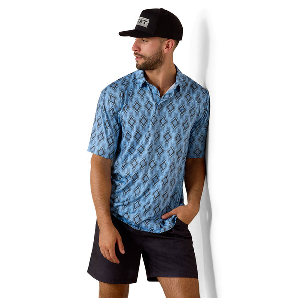 Ariat Mens All Over Print Blue TEK Polo Shirt - 10073509