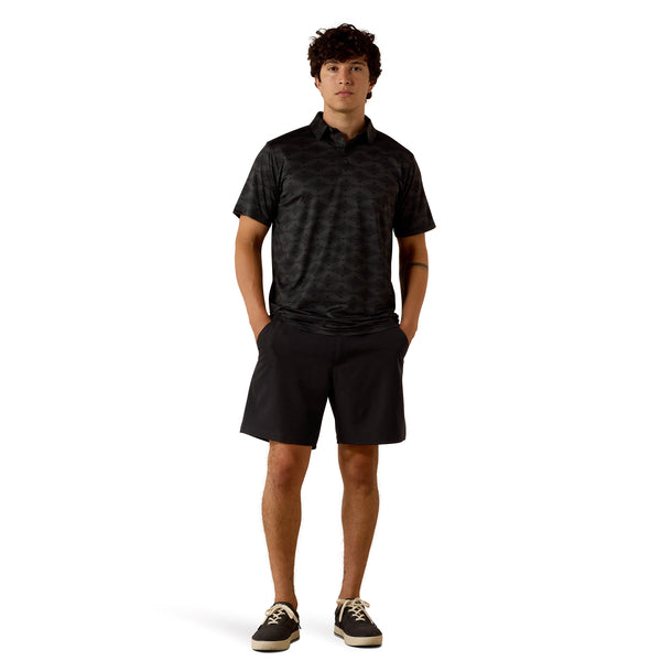 Ariat Mens All Over Print Heathered Fitted TEK Polo Shirt Charcoal Heather - 10076065