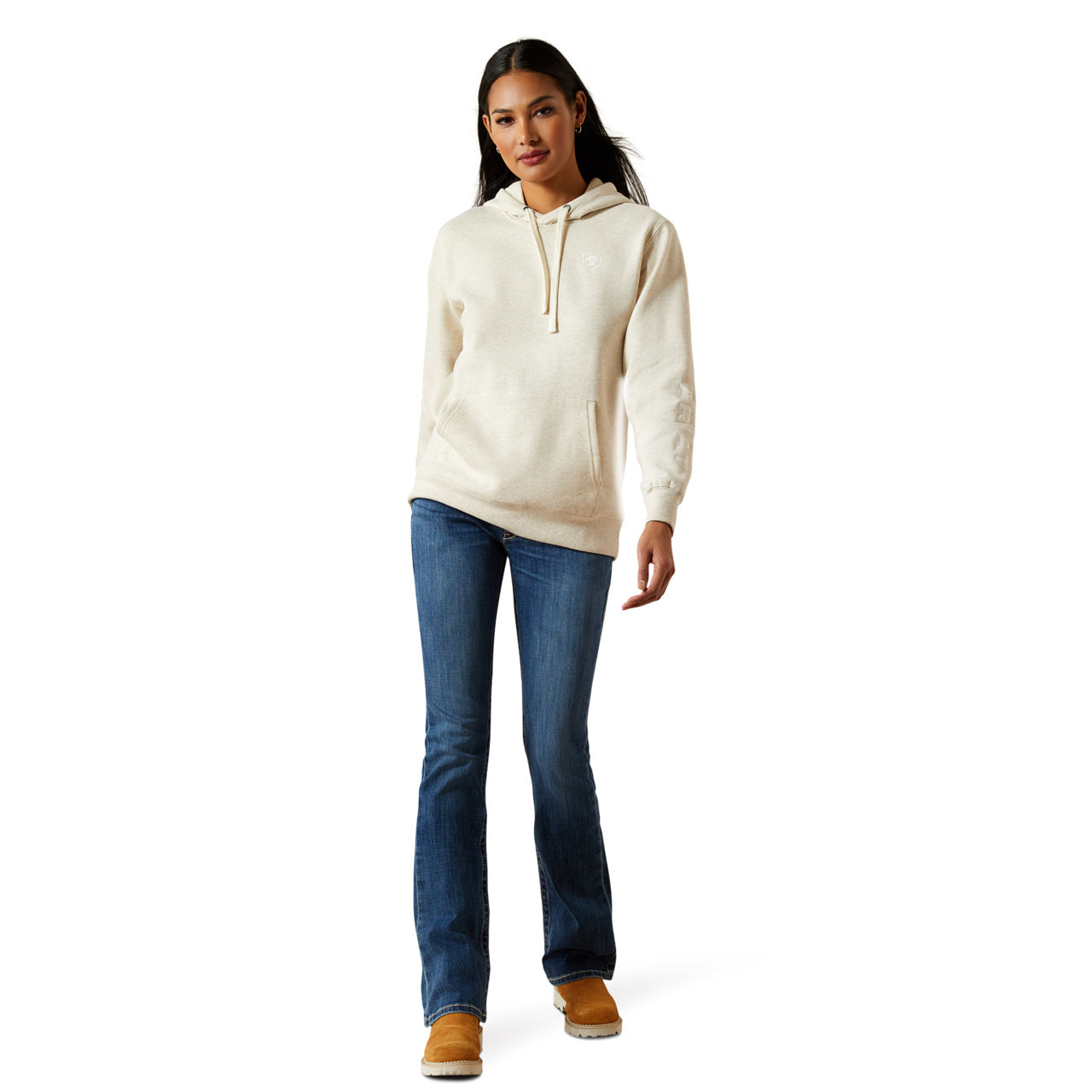 Ariat Women's Logo 2.0 Hoodie - Oatmeal Heather Fleece Sweatshirt 10062270