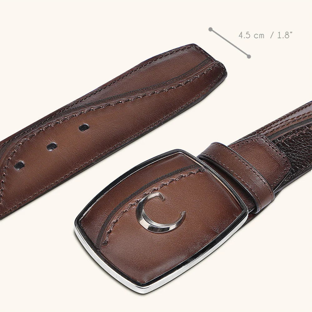 BC427 - Cuadra Chocolate Casual Fashion Cowhide Leather Belt For Men