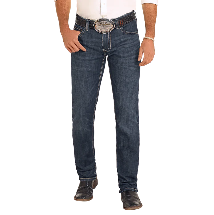 Rock & Roll Men's Rifle Skinny Straight Dark Vintage Jeans BM2MD04870
