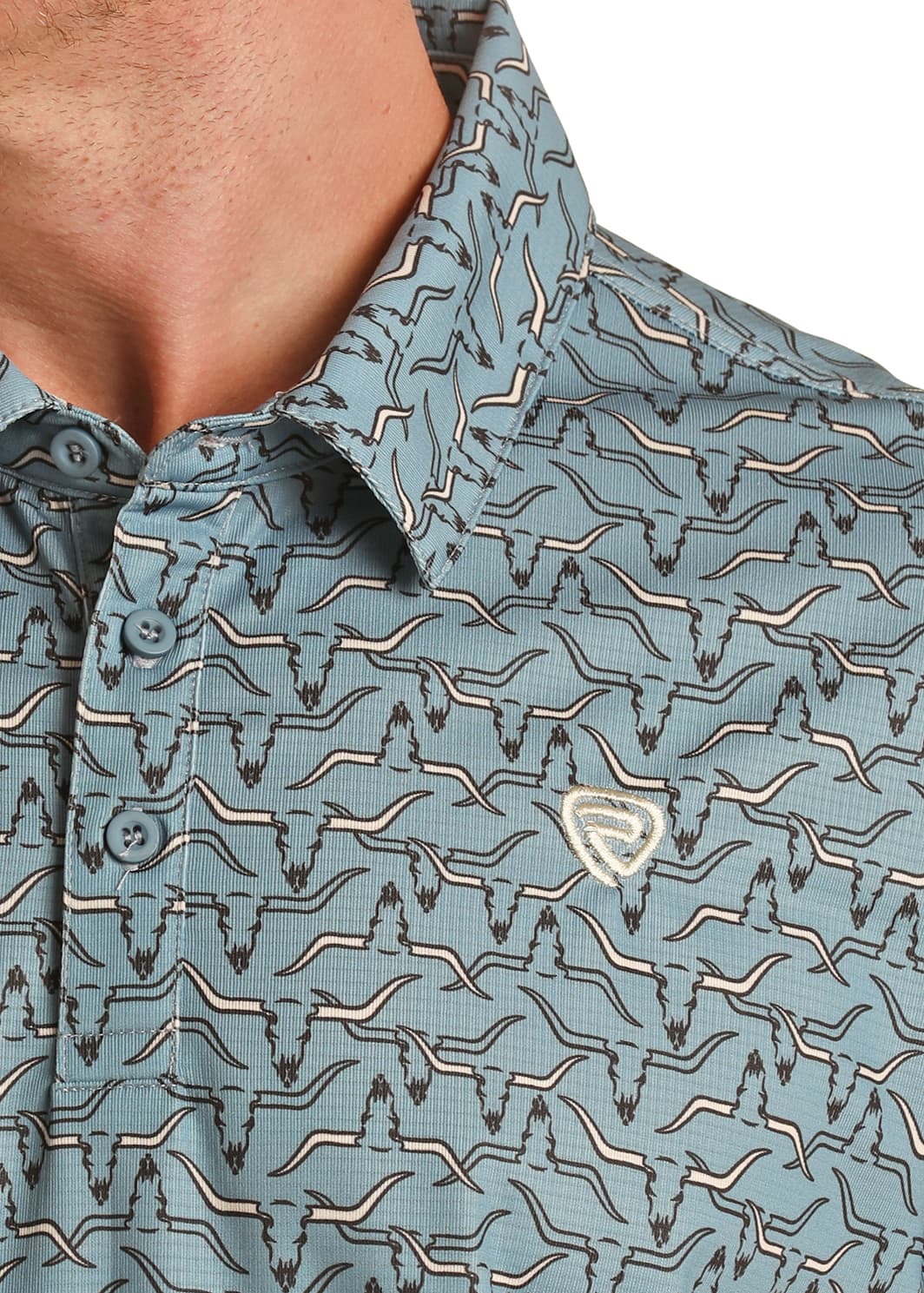 Rock & Roll Men's Denim Polo Blue BM51T03481