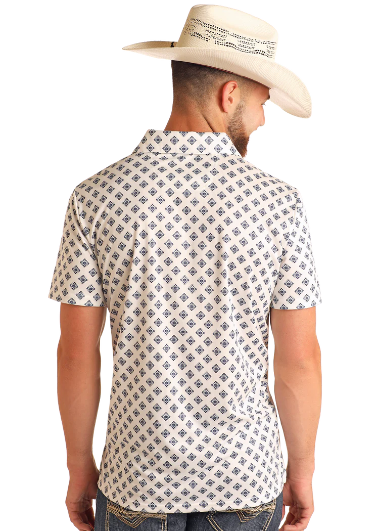 Rock & Roll Men's Denim Polo White BM51T05997