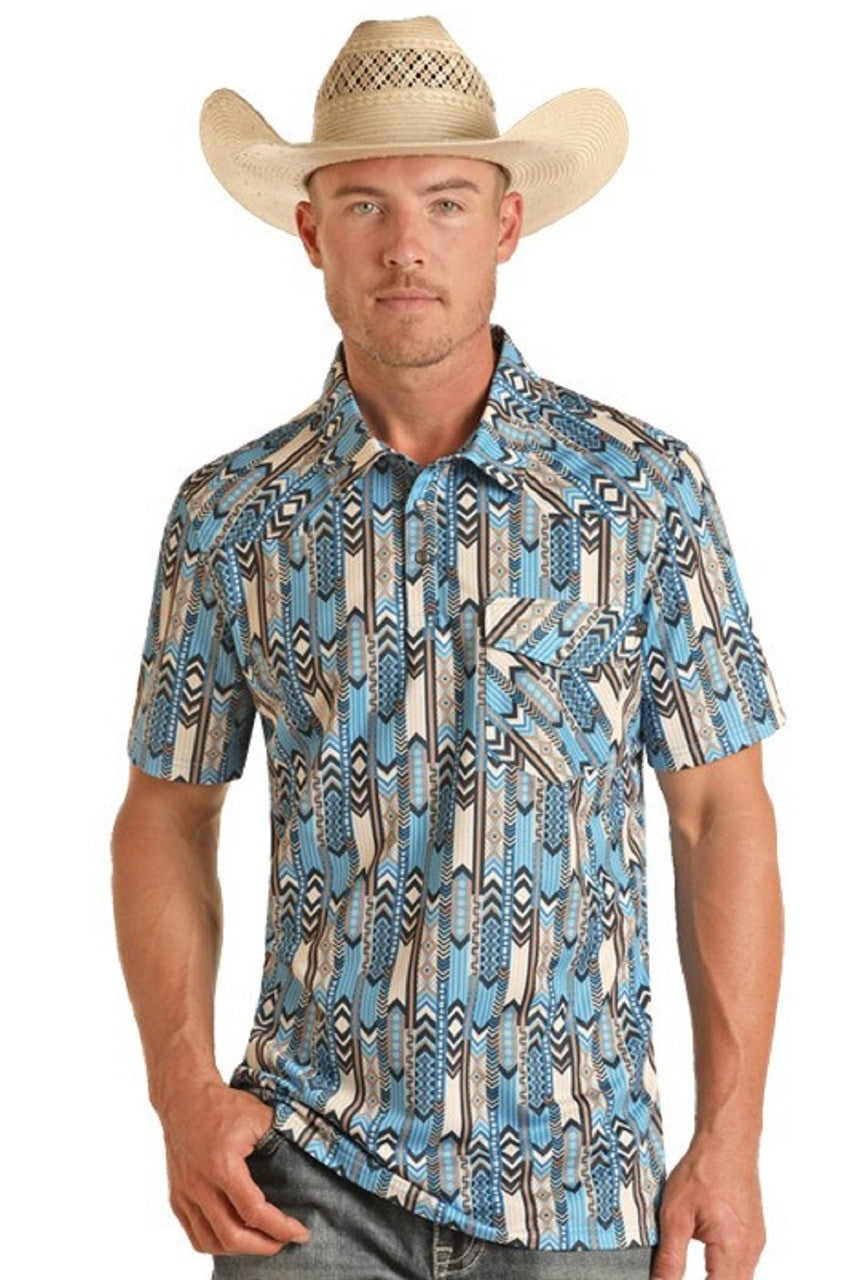 Rock & Roll Men's Denim Polo Blue BM53T03491