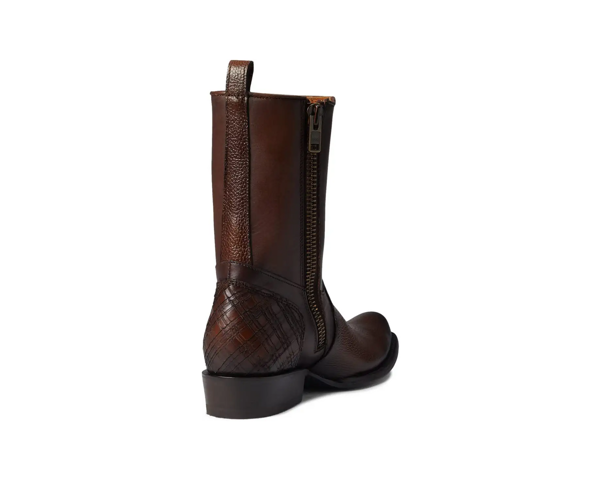 Cuadra Men's Bovine Leather Zipper & Studs Narrow Square Toe Boots CU406