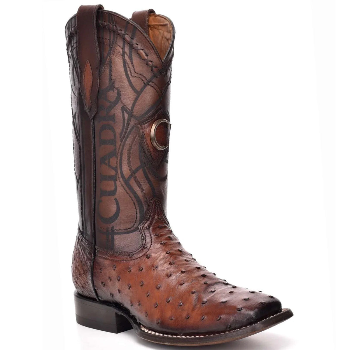 Cuadra Men's Ostrich Chocolate Square Toe Western Boots CU726