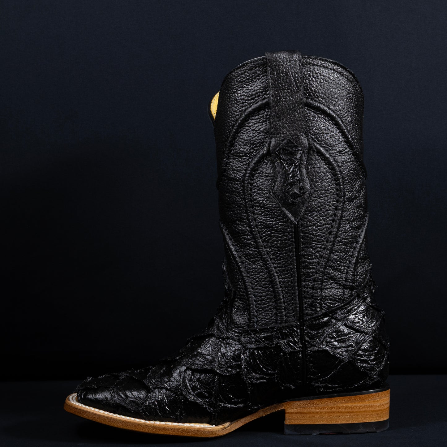 Cowboy City Fish Black Clone Boots - Handmade Mexican Western Boots
