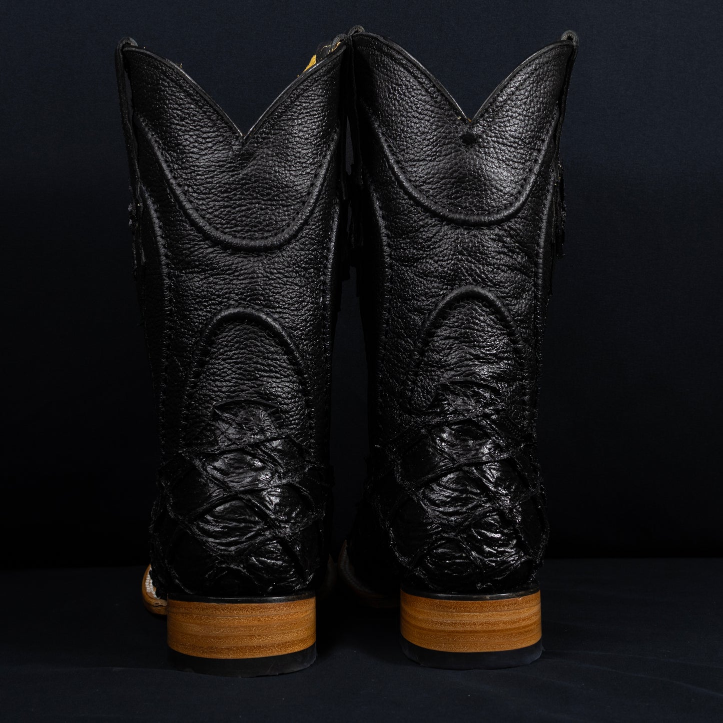 Cowboy City Fish Black Clone Boots - Handmade Mexican Western Boots