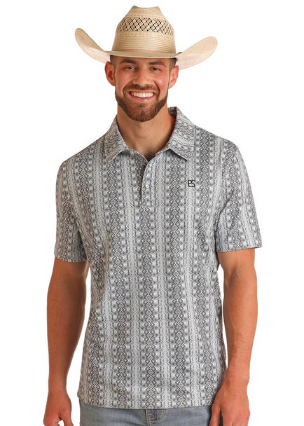 PANHANDLE SLIM DARK GREY SOUTHWEST PRINT - MENS POLO - TM51T05710