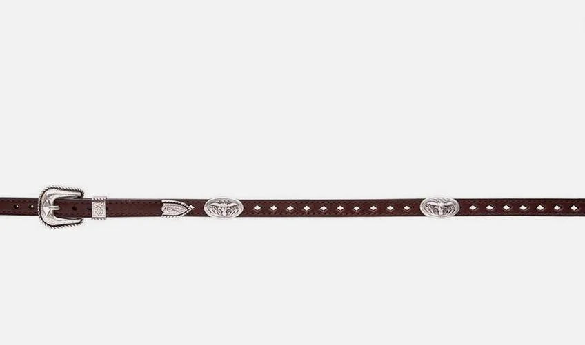 3D HAT BAND BROWN DIAMOND CUT WITH OVAL LONGHORN CONCHO