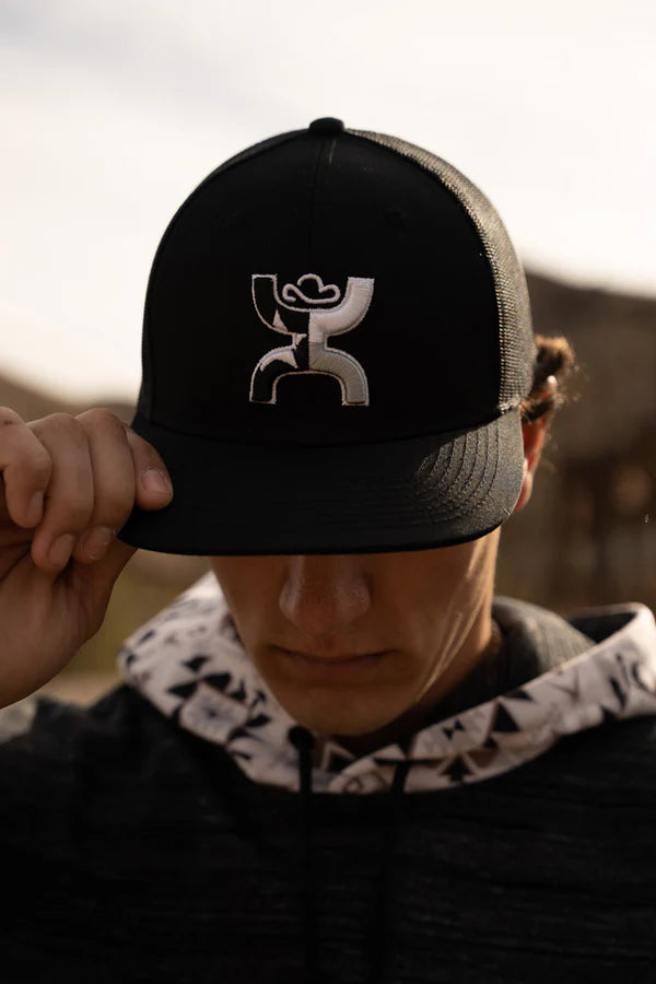 2120T-BK Texican Hooey Black 6-Panel Trucker Cap with TexasFlag Hooey Logo-OSFA